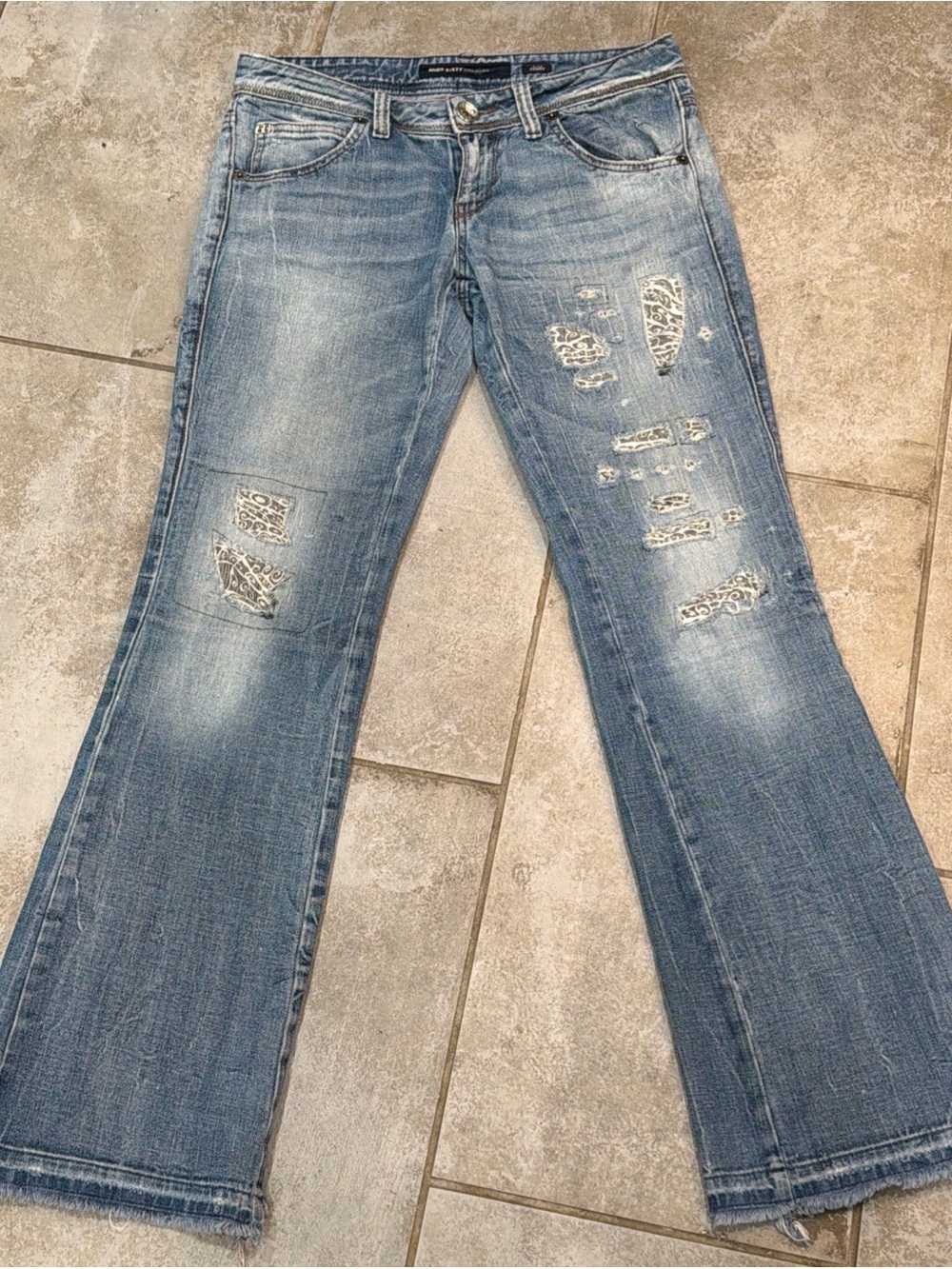 Rare Patchwork Miss Sixty Conny Style Size 27 Medium Wash Jeans Low rise Bootcut